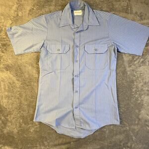 Wearguard Shirt Mens Small Short Sleeve Button Up Blue Stripe Pockets